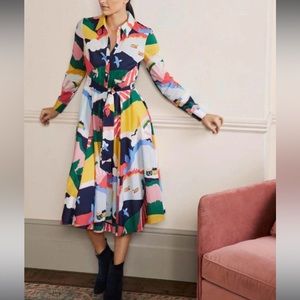 Boden Colorful Abstract Midi Dress